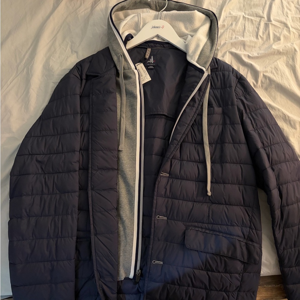 johnnie-O Dark Blue Hooded Puffer Jacket